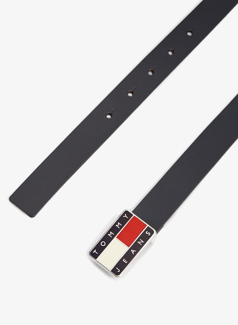 TOMMY JEANS Heritage Plaque Buckle Leather Belt - Image 3